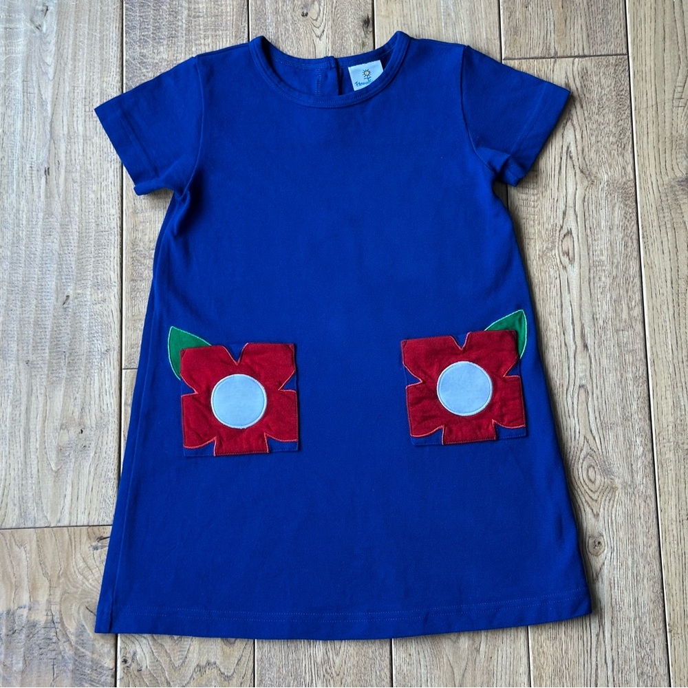 Florence Eiseman Girl's Floral Applique Pocket Short-Sleeve Dress size 5